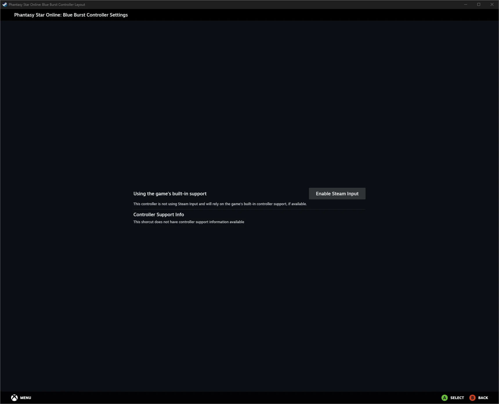 Enable Steam Input for PSO - Enable Steam Input
