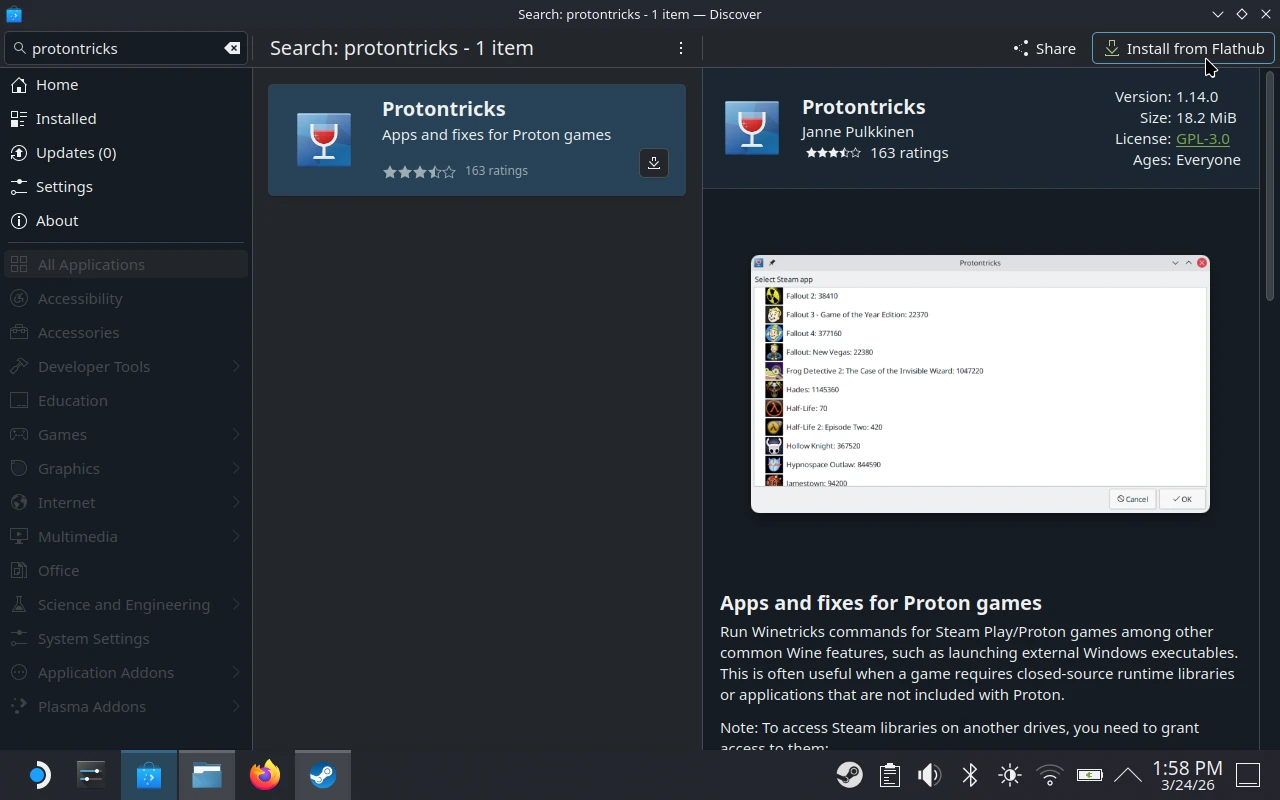 Install Protontricks - Install from Flathub