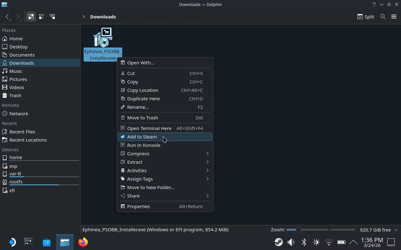 Install PSO - Add to Steam