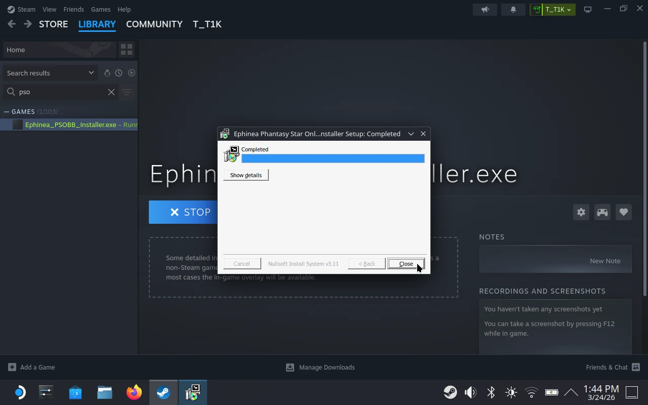 Install PSO - Completed